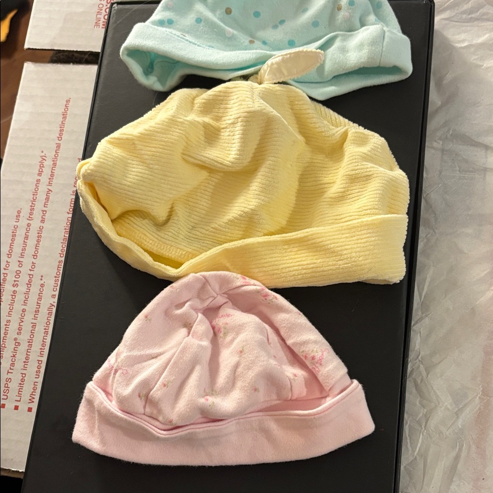 Colorful Baby Beanie Set lot of 3